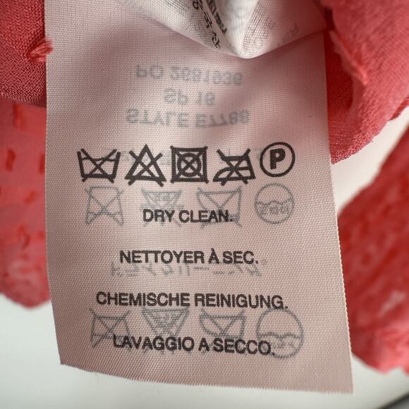 J Crew Women Plus size 16 Silk Coral Dotted Chiffon V Neck Popover Blouse E7788 - Picture 7 of 10